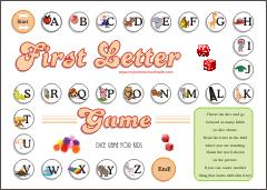 First Letter Game - Dice learning game for kids