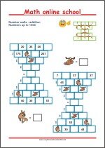 Number walls - Math Pyramids - Addition up to 1000