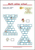 Number walls - Math Pyramids - Addition up to 1000