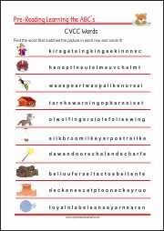 Pre-Reading worksheet for kindergarten and 1st grade