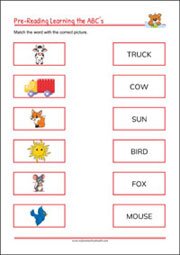 Learning ABC Pre-reading Printables for  kindergarten and 1st grade
