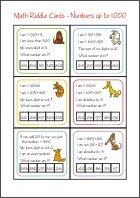 Math Riddle Cards - Math Worksheets 3rd Grade