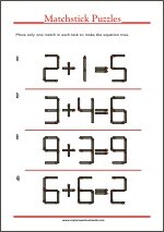 Matchstick math Puzzles with Answers