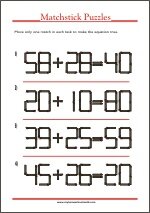 Matchstick math Puzzles with Answers
